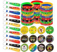108 Pcs Hispanic Heritage Month Party Favors Bulk Included National Latino Brooch Button Pins Hispanic Rubber Wristbands Bracelets and Silicone Keychain for Gifts Festival Accessory Decor Souvenir