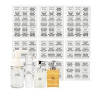 108 PCS Waterproof Black Script Bathroom Labels Sticker for Containers Bottles Farmhouse Organizing including Hand Soap Face Wash Dispenser Lotion Shampoo Conditioner Supplies EN/DE/FR Languages