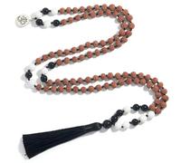 108 Prayer Beads Mala Necklace for Men Women|6Mm Natural Wood Tibetan Buddhist Buddha Beads Bracelet with Luck Charm Chork Amulet Jewelry Gifts Tibetan