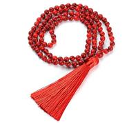 108 Prayer Beads Mala Necklace Men Women|6Mm Red Turquoise Meditation Worry Beads Bracelet with Tassel Chork Amulet Jewelry Gifts Red Turquoise