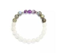 108 Prayer Beads Necklace Bracelet Tassel Natural Crystal Stone Gems -Bracelet-(Labradorite+Clear Qu...