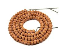 108 Rudraksha Natural Seed Bead Mala Beads Rosary Necklace for Meditation Prayer,10mm