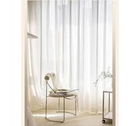108" Semi Sheer Privacy - 2 Panel Set White Striped Textured Living Room Drapes Back Tab Design Light Filtering 54 x 108 Inches
