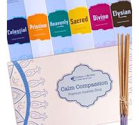 108 Sticks Premium Joss Incense Sticks 9 Inch Long Burning Home Fragrance Odor Eliminator, 6 Mixed Flavour Scent, Slow Burning, Meditation, Yoga Incense Stick Gift Set (Calm Compassion)