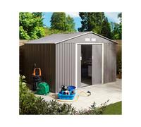 Rowlinson Trentvale 10X8 Ft Apex Light Grey Metal 2 Door Shed