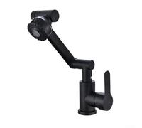1080 Degree Rotating Faucet For Kitchen And Bathroom Sink Retractable Three-Stage Design Dual Waterfall And Shower Modes Hot And Cold Water Control Easy Installation Ceramic Valve (Black)