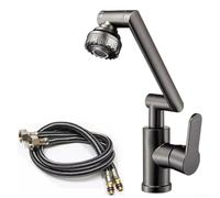 1080 Degree Swivel Basin Tap Rotating Bathroom Faucet Dual Spray Mixer Tap - Nickel- Stainless Steel For Easy Install Wash Basin Tap with Modern Design(Gray)