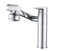 1080 Degree Swivel Deck Mounted Bathroom Mixer Faucet with Dual Flow Modes and Premium Brass Construction (Chrome)