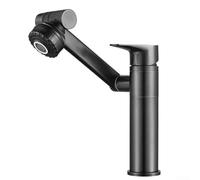 1080 Degree Swivel Deck Mounted Bathroom Mixer Faucet with Dual Flow Modes and Premium Brass Construction (Black)