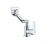 1080 Degree Swivel Stainless Steel Single Hole Faucet for Bathroom Sink, 2 Modes Waterfall and Shower,Single Handle Vanity Faucet,Basin Mixer Tap(Chrome)