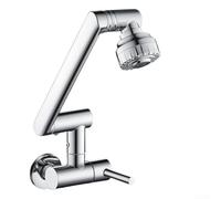 1080 Degree Wall Mounted Stainless Steel Kitchen Faucet with Rotating Spout Foldable Structure Dual Mode Spray Anti for splash Aerator Easy Install for Modern Kitchen Utility Sink(Chrome)
