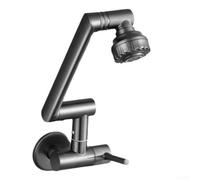 1080 Degree Wall Mounted Stainless Steel Kitchen Faucet with Rotating Spout Foldable Structure Dual Mode Spray Anti for splash Aerator Easy Install for Modern Kitchen Utility Sink(Gray)