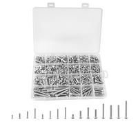 1080 Pcs Nuts and Bolts Flat Washers Assortment Kit,M3 M4 M5 M6 Round Head Cross Pan Head Screws and Hex Sets,Replacement Machine Fastener Screws Bolts Set with Box,16 Size
