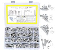 1080 Pcs Phillips Pan Head Screws and Nuts Washers Set, M3/M4/M5/M6 Flat Cross Head Self Tapping Screws Bolts Nuts Lock Flat Washers Assortment Kit for DIY Fastening Accessories