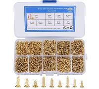 1080 Pcs Small Wood Screws Assortment Kit, M2/M2.5/M3 Cross Head Self Tapping Screws, 6/8/10mm Tiny Flat Head Self Drilling Screws Set for Wood, Gold (Gold)