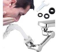 1080° Rotating Faucet Extender Aerator, Alloy Swivel Splash Filter Faucet for 22/24MM Threaded Taps, Big Angle Aerator Sink Face Wash Attachment with 2 Water Outlet Modes for Kitchen, Bathroom