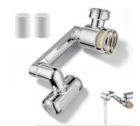 1080°Rotating Faucet Extender for Kitchen Taps, 4 Water Modes Faucet with PP Cotton Filter & 2 Replacements, Thick Brass Splash Proof Tap Extender, Universal Fit Foldable Water Saving Tap (Sliver)