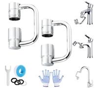 1080° Rotating Faucet Extender, Rotatable Faucet Aerator Extension, Swivel Faucet Extender for Bathroom, Kitchen Sink (2pcs)
