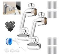 1080° Rotating Faucet Extender with Upward Facial Mist, Upward Spray Features for Face Washing, 4 Water Modes & Built-in Filter, Universal Sink Faucet Aerator for Bathroom & Kitchen (2pcs)