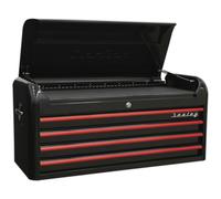 1080 x 450 x 495mm RETRO BLACK 4 Drawer Topchest Tool Chest Lockable Storage