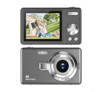 1080P CCD Digital Camera with 96MP Output, 16X Zoom, 2.4 Inch IPS LCD for Real-Time Composition and Playback (Gray)