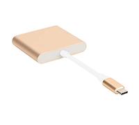 1080P Converter Connector, Aluminium Alloy Shell Multi-Port Support ype-c to HDMI+USB3.1 Converter, Portable USB 3.1 4K Anti-Shaking Viewing Effect Converter Splitter(Golden)