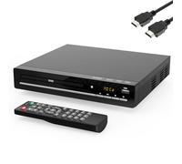 1080P HD DVD Player for TV with HDMI, Region Free，CD Player for Home, Plays All Regions and Formats, Mini DVD Player with USB, Remote, HDMI and RCA Cables Included (DVD-003)