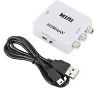 1080P HDMI to AV, HDMI to 3RCA Converter , 3RCA CVBS Composite Video Audio Adapter with USB Charging Cable for TV DVD PAL PS3 NTSC(White)