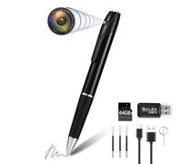 1080P Mini HD Pen Camera with Voice Recorder - Portable Discreet Video Recorder, Loop Recording, One-Touch Operation - Ideal for Meetings, Lectures, Notes, and Personal Moments(W/V8) (Black, 64GB)