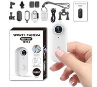 1080P Mini Thumb Action Camera, Portable Vlogging Body Cam, Waterproof Wearable Small Sports Action Camera with Magnetic & 360° Clip, Hands-Free POV Video Recorder for Cycling, Vlogging (White)