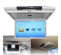1080p Overhead Flip Down Monitor with Remote Control, 17.3in HD Digital TV, MP5, HDMI, USB, SD, IR, FM - Ceiling Video Display