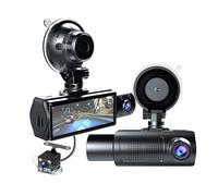 1080P Triple Dash Cam, Front Rear and Inside Record, Night, G Sensor, Motion Detection, 24H Parking Monitoring - Car DVR Camera for Enhanced Vehicle Security