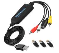 1080p VHS to Digital Converter USB 2.0 Video Capture Card RCA AV to USB Audio Video Transfer Grabber Device Convert VHS, Mini DV, Hi8, DVD & VCR to Digital for Mac Windows PC DSLR Camera DVD
