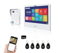1080P Video Door Phone Apartment Doorbell Intercom System,10 Inch Wired Touch Monitor,Supporting Fingerprint, RFID Card, Password Unlcking