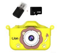 1080P Waterproof Kids Camera with 32GB Memory, Soft Silicone Body, Puzzle Games, MP3 Player and Video Recording for Outdoor Exploration (Yellow 32G)