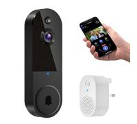 1080P Wireless Video Doorbell Camera, AI Human Detection, Night Vision, 2-Way Audio, Battery Powered, Cloud Storage, 2.4G WiFi, Indoor Outdoor Surveillance (Black)