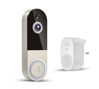 1080P Wireless Video Doorbell Camera, AI Human Detection, Night Vision, 2-Way Audio, Battery Powered, Cloud Storage, 2.4G WiFi, Indoor Outdoor Surveillance (Linen)