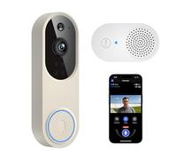 1080P Wireless Video Doorbell with Indoor Ring Chime, Enhanced Security with AI Human Detection, 2-Way Audio, Night Vision, AES-128 Cloud Storage, Real-Time Alerts, Smart Home Protection (Linen)