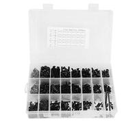 1080pcs Black Carbon Steel Hex Screw Nut Bolt Washer Set, Metric Fastener Kit with M2 M3 M4 Sizes, Semi - Circular Head Wrench Combination for DIY Maintenance and Repair, Includes