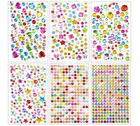 1080pcs Rhinestone Stickers Self Adhesive Face Gems Stick for Crafts Multicolored and Assorted Shapes Diamond Stickers for Kids DIY Decorations Crafts Body Nail Makeup