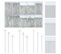 1080pcs Silver Eye Pins for Jewelry Making, 30/40/50mm Stainless Steel Flat Head Pins for erring, Straight Ball pins for DIY Crafts and Pendants