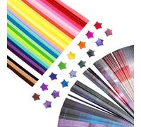 1080Pcs Star Origami Paper Strip Double Sided, Rainbow Starry Sky Gradient Origami Star Strips, Exquisite 27 Colors Star Paper Strip with 2 Styles, Decorative Folding Papers Strip for DIY Art Craft