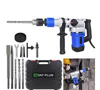 1080W Corded SDS Rotary Hammer Drill, 3 in 1 Multi-Functional Heavy Duty Rotary Hammer Drilling Machine, 800RPM Rotary Electric Drill with 3Pcs Bit Flat Chisel Point Chisel for Concrete, Tile Removal