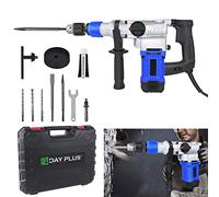 1080W Rotary Hammer Drill Corded Electric Electric SDS Plus Drill, Heavy Duty Variable Speed Hammer Drill Set with 3 Drill Bits & Flat Chisels & Point Chisels for Stone Masonry Brick Metal & Wood