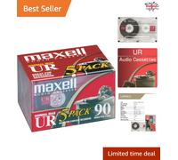 108562 UR-90 5PK Normal Bias Cassettes - 90 Min Low Noise for Quality Recording