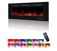 108cm Electric Fireplace Insert, Wall Mounted Fireplace Heater, 13 * 13 Flame Effects, Realistic Logs Ember Bed, Adjustable Thermostat & Timer, 1500W, Black(42")