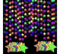 108feet UV Neon Paper Star Garland Glow in The Dark Streamers for neon Party Supplies UV Fluorescent Reactive Paper Star Banner for Wedding Birthday Glow in The Dark Party Favors Neon Party Decor…
