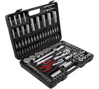 108pcs Drive Socket Set - Ratchet Wrench Tool Kit for Car Repair, Home DIY, Includes Torque Wrench, Hand Tools - Ultimate Mechanics Tool Set