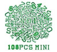 108PCS Iron on Letters and Numbers 0.75 inch Small Embroidered Letter Patches, A-Z & 0-9 Alphabet Applique for Clothing, Hats, Shirts, Bags, DIY Craft Decor, Green