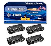 108R01416 Waste Box Compatible for Xerox Phaser 6510 WorkCentre 6515 Printers, High-Definition Printing Effect with Chip, 30000 Pages (4 Pack Black)